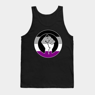 Black Lives Matter Fist Circled LGBTQ Flag Asexual Tank Top